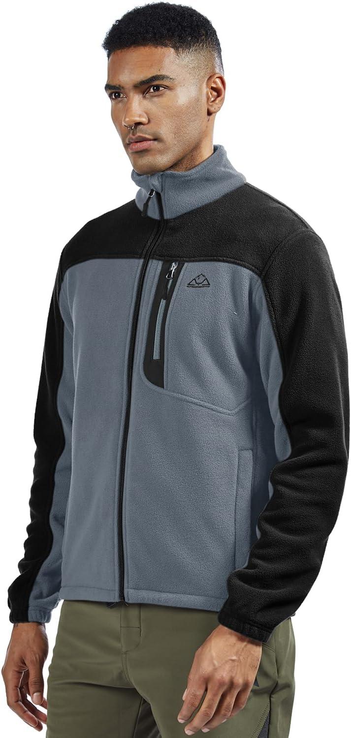 imageTBMPOY Mens Fleece Jackets Lightweight FullZip Fall Jacket Warm Winter Coats Outdoor Hiking with PocketsA3greyBlack