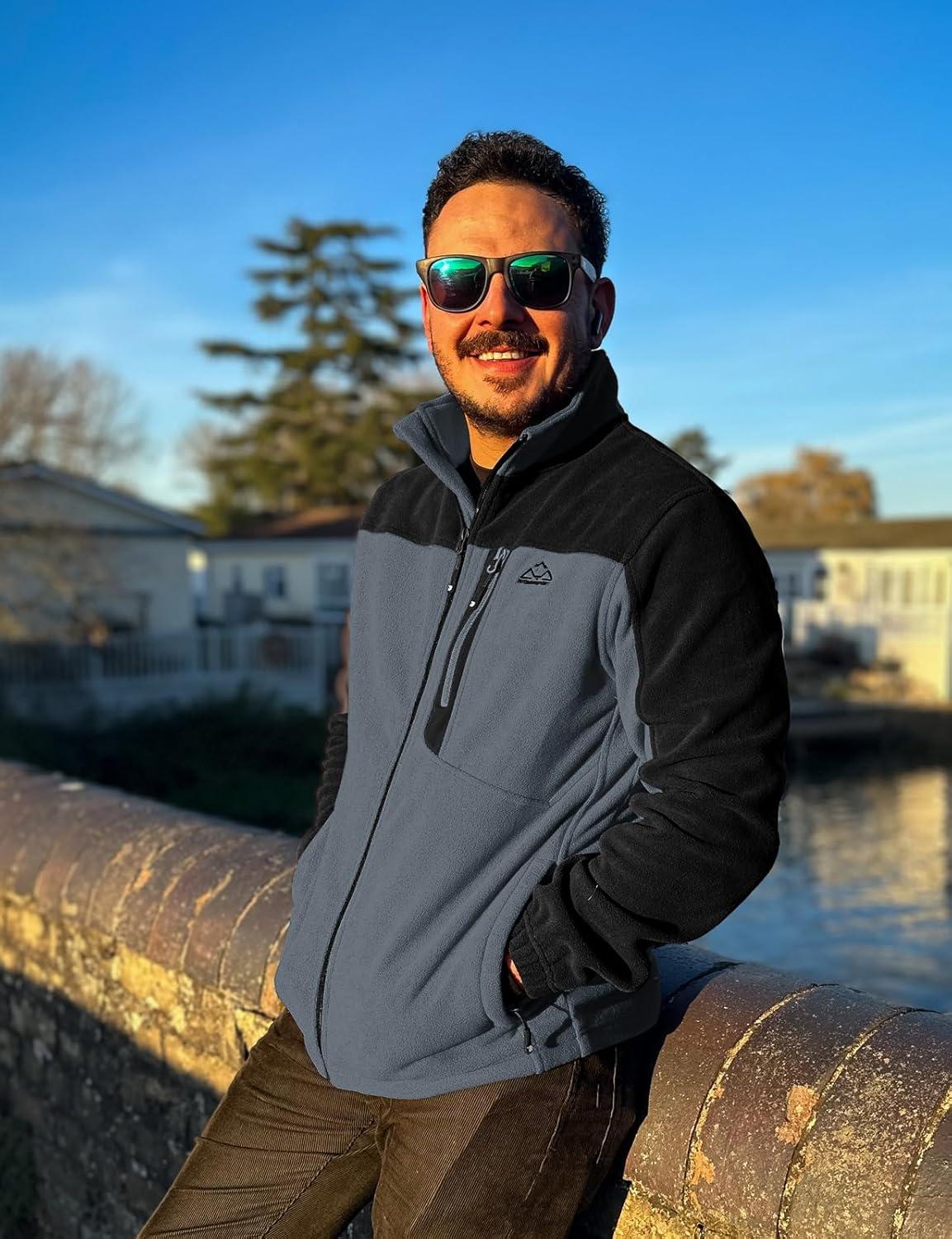 imageTBMPOY Mens Fleece Jackets Lightweight FullZip Fall Jacket Warm Winter Coats Outdoor Hiking with PocketsA3greyBlack
