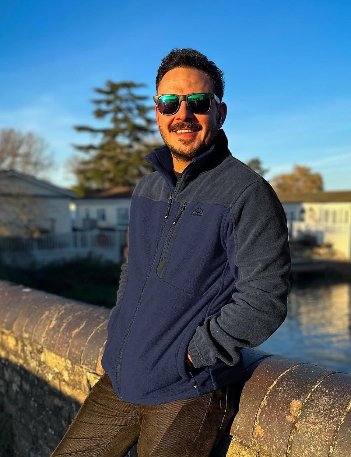 imageTBMPOY Mens Fleece Jackets Lightweight FullZip Fall Jacket Warm Winter Coats Outdoor Hiking with PocketsA4navyGray