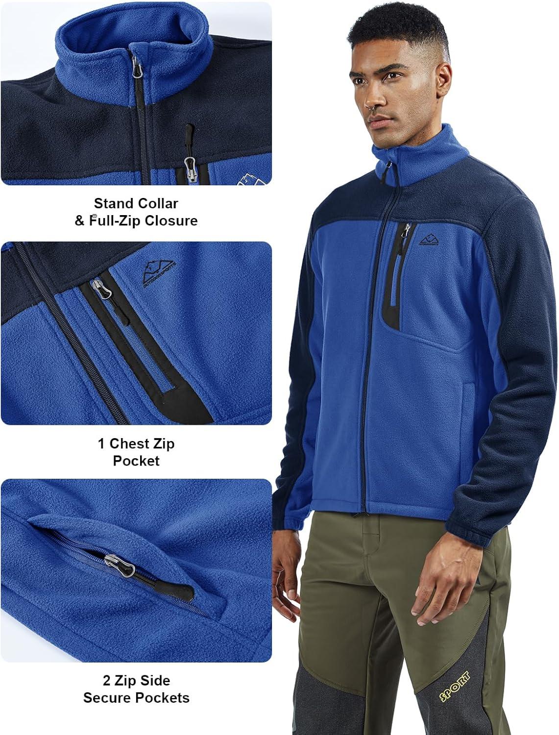 imageTBMPOY Mens Fleece Jackets Lightweight FullZip Fall Jacket Warm Winter Coats Outdoor Hiking with PocketsA6royal BlueNavy