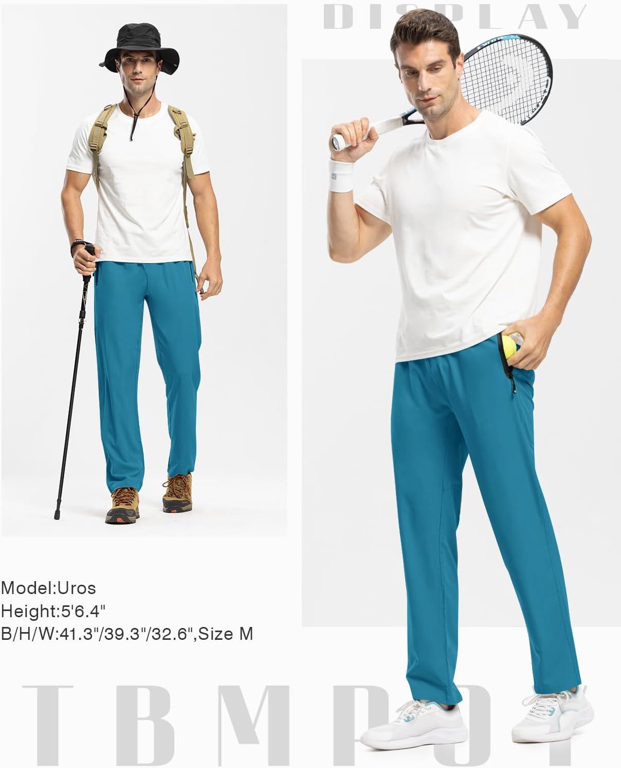 imageTBMPOY Mens Lightweight Hiking Travel Pants Breathable Athletic Fishing Active Joggers Zipper PocketsA19indigo