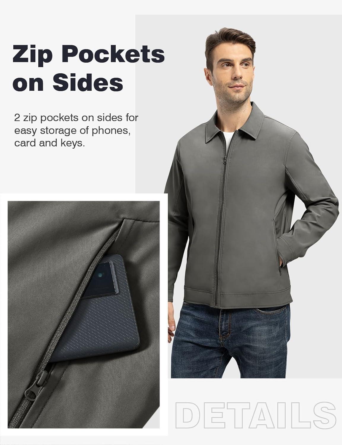 imageTBMPOY Mens Lightweight Jackets Casual Windbreaker Stylish Light Fall Spring Golf Work Dress BusinessDeep Gray