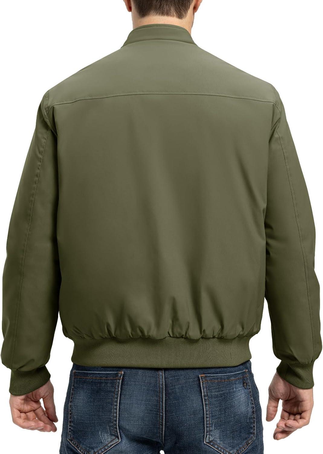 imageTBMPOY Mens Winter Lightweight Bomber Jackets Water Resistant Fall Casual Windbreakers Quilted Full Zip Windproof Work CoatsGreen
