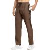 imageTBMPOY Mens Lightweight Hiking Travel Pants Breathable Athletic Fishing Active Joggers Zipper PocketsA18brown