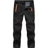imageTBMPOY Mens Snow Ski Hiking Pants Waterproof Winter Fleece Lined Pants Camping Skiing Ice Fishing Pants with BeltA1thick Black