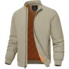 imageTBMPOY Mens Winter Lightweight Bomber Jackets Water Resistant Fall Casual Windbreakers Quilted Full Zip Windproof Work CoatsKhaki