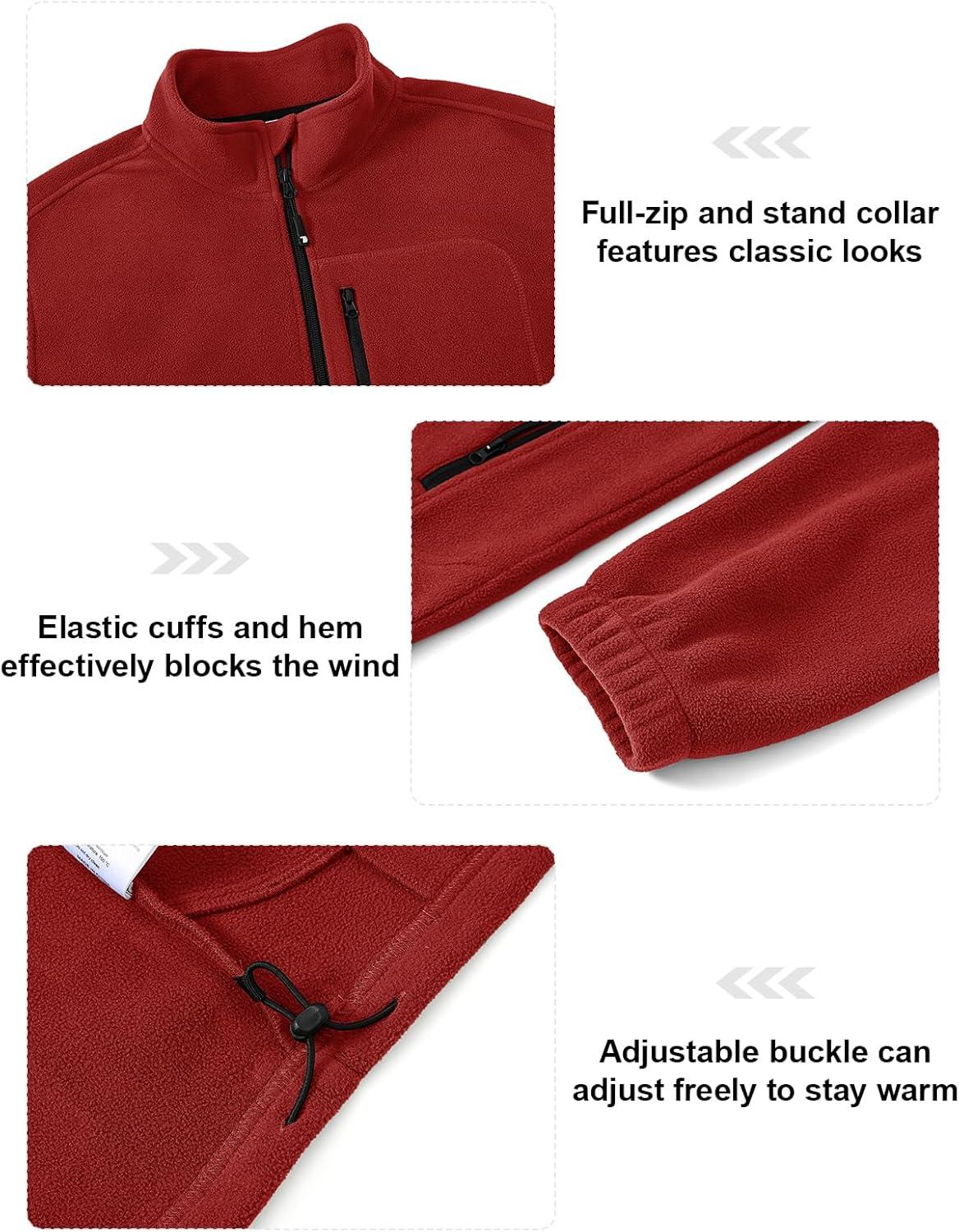 imageTBMPOY Mens Fleece Jackets Lightweight FullZip Fall Jacket Outdoor Hiking Warm Winter Coats with PocketsRed