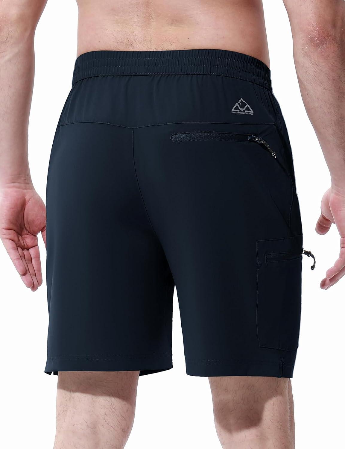 imageTBMPOY Mens Hiking Shorts 7quot Quick Dry Lightweight Cargo Fishing Shorts with Zipper Pockets Elastic Waist Drawstring WalkingNavy