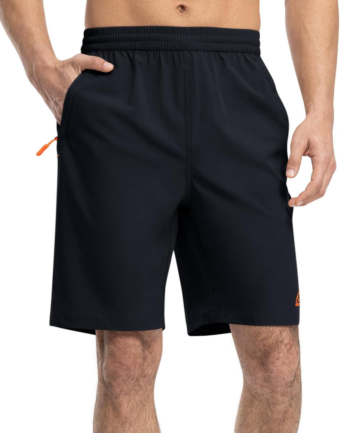 imageTBMPOY Mens Shorts 9quot Hiking Running Shorts Zipper Pockets Athletic Outdoor Sports Gym Workout Short 4 PocketsNavy