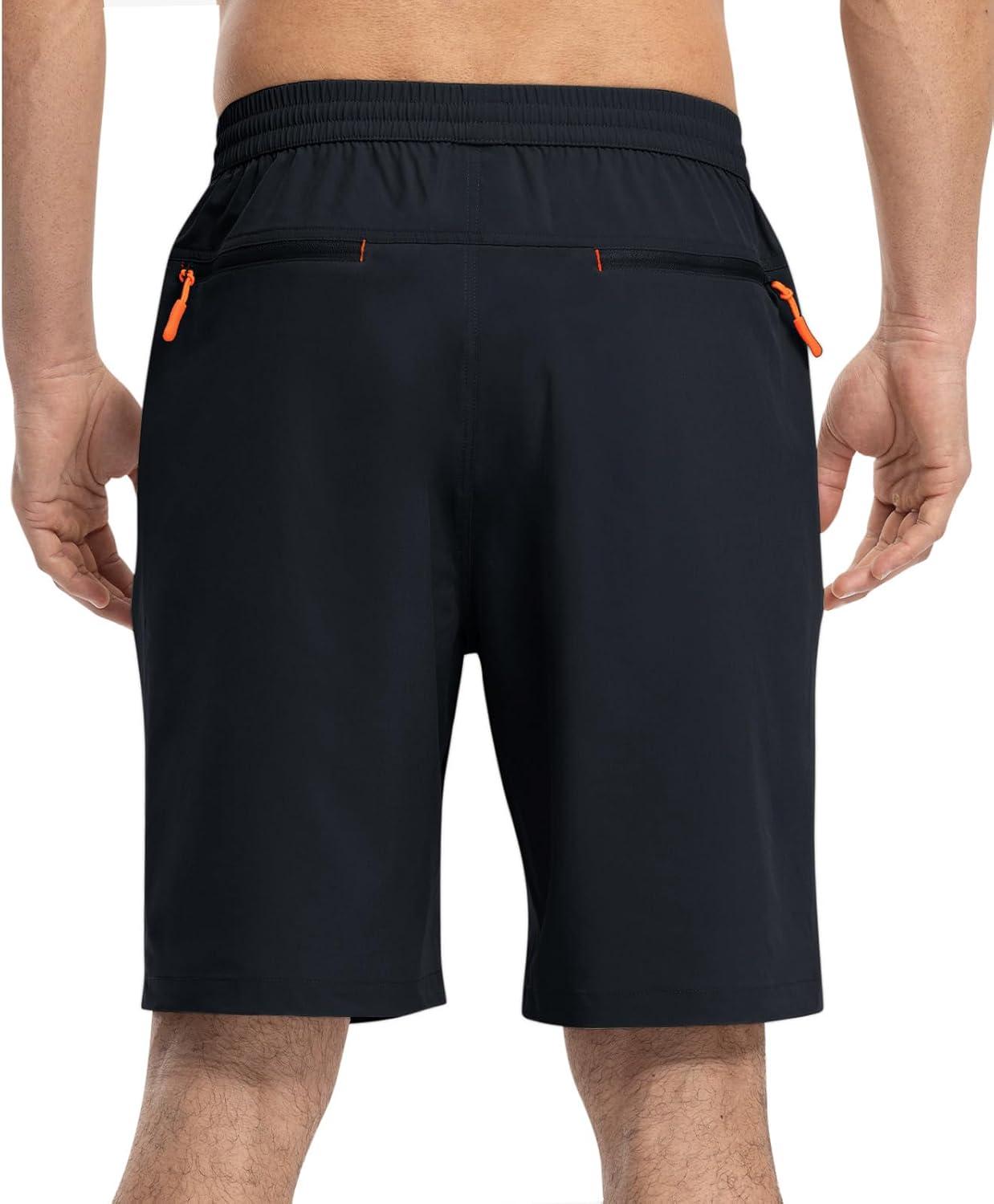 imageTBMPOY Mens Shorts 9quot Hiking Running Shorts Zipper Pockets Athletic Outdoor Sports Gym Workout Short 4 PocketsNavy