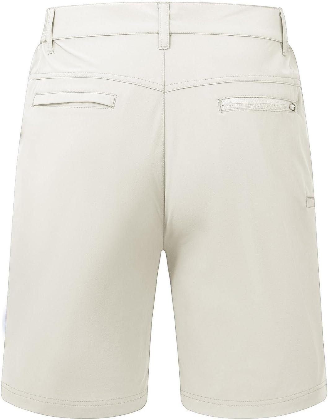 imageTBMPOY Mens Shorts Golf 9quot Casual Elastic Waist Quick Dry Flat Front Travel Shorts with 5 PocketsWhite