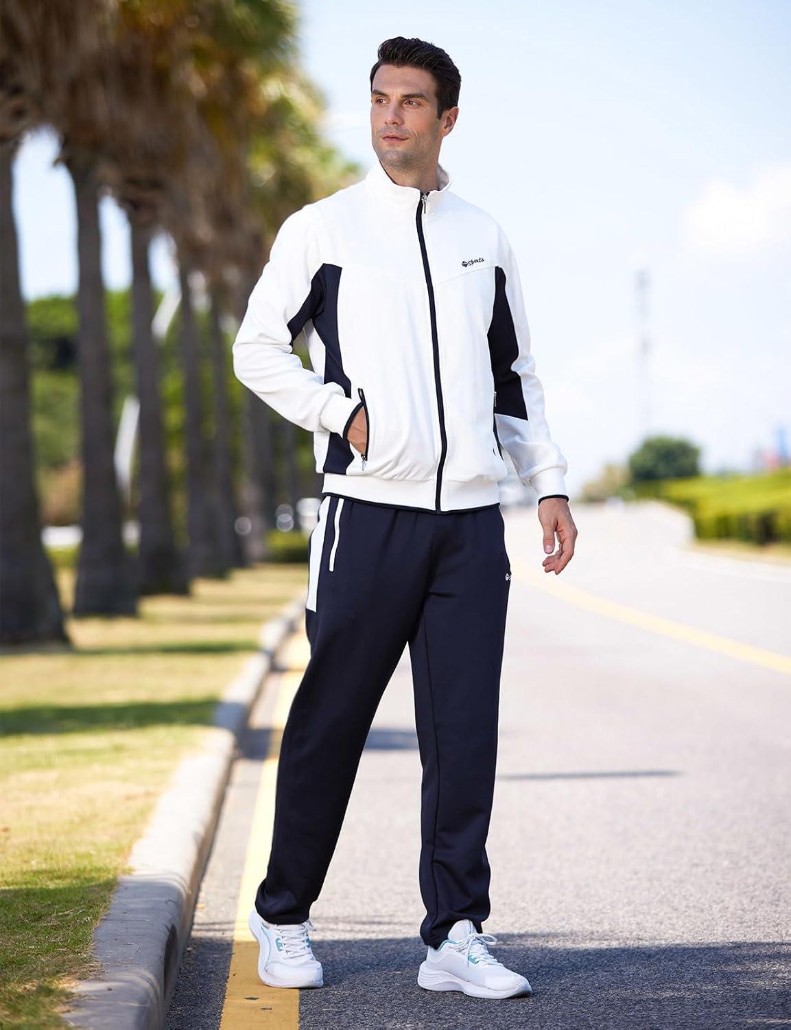 imageTBMPOY Mens Tracksuits Sweatsuits for Men Sweat Track Suits 2 Piece Casual Athletic Jogging Warm Up Full Zip Sets03 Whitedarl Blue