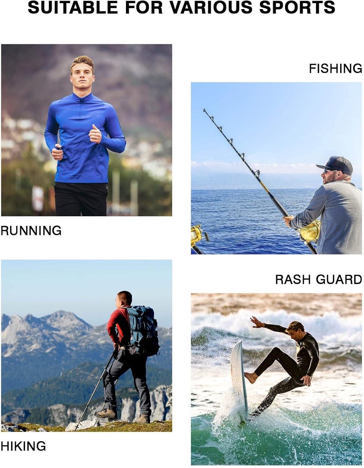 imageTBMPOY Mens UPF 50 Long Sleeve Shirts Pullover Sun Protection Rash Guard Fishing Golf Hiking Running 14 Zip T Shirt