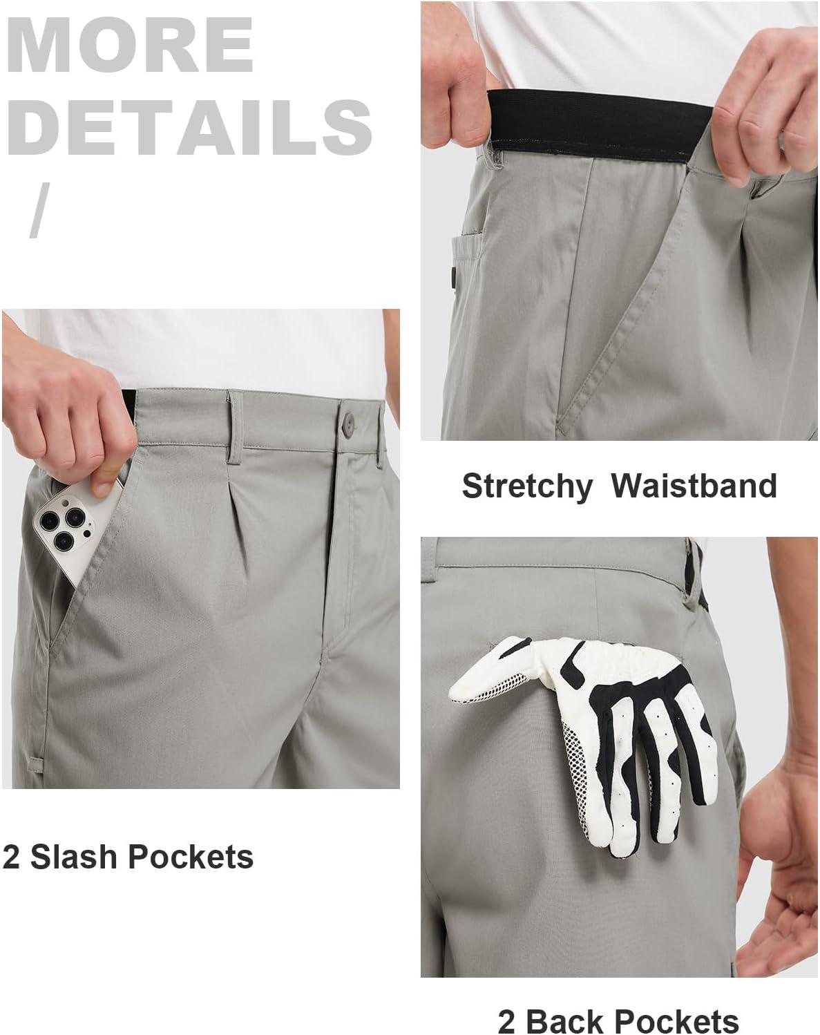 imageTBMPOY Mens Work Dress Shorts Golf Stretch Waistband Summer Pleated Casual Business Dressy Short for Men with PocketsLight Grey