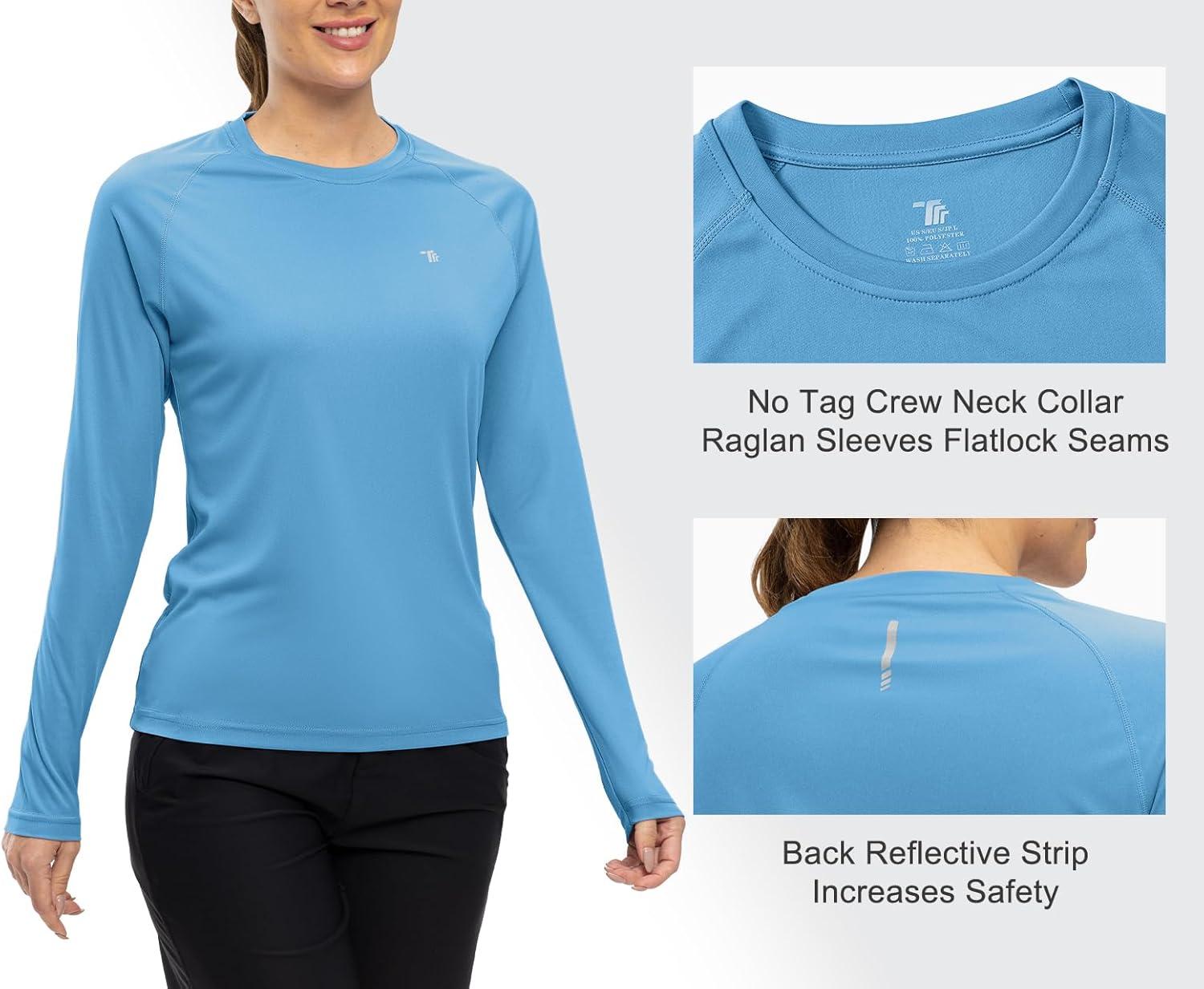 imageTBMPOY Womens UPF 50 Long Sleeve Quick Dry Zipper Sun Protection ShirtsBlue2