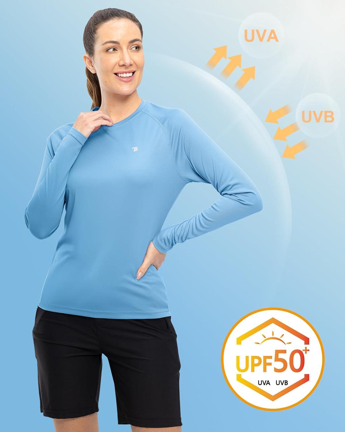 imageTBMPOY Womens UPF 50 Long Sleeve Quick Dry Zipper Sun Protection ShirtsBlue2