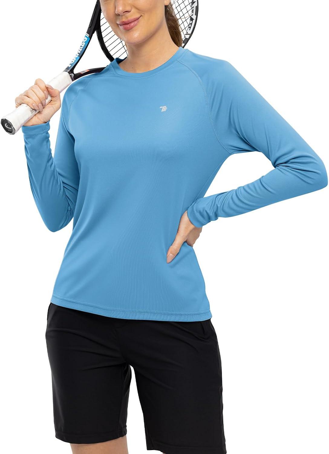 imageTBMPOY Womens UPF 50 Long Sleeve Quick Dry Zipper Sun Protection ShirtsBlue2