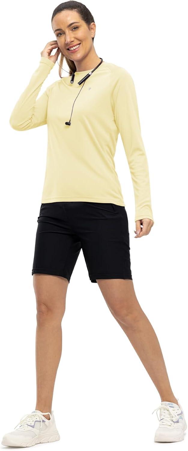 imageTBMPOY Womens UPF 50 Long Sleeve Quick Dry Zipper Sun Protection ShirtsLight Yellow2