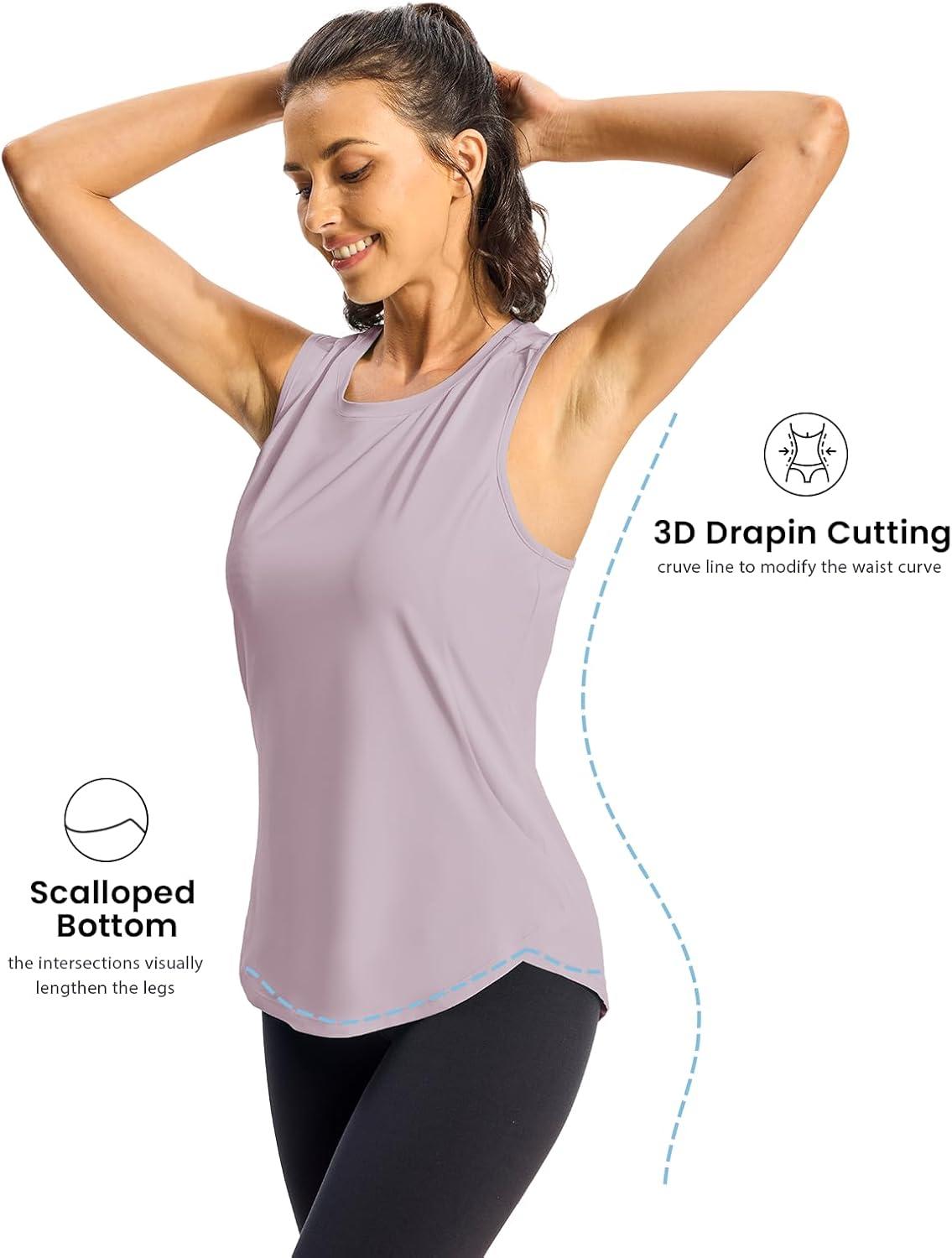imageTBMPOY Womens Workout Tank Tops High Crew Neck Racerback Lightweight Muscle Dry Fit Tennis Sleeveless Athletic Running YogaLight Purple