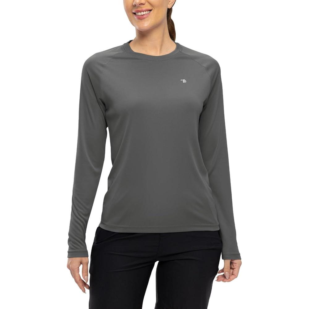 imageTBMPOY Womens UPF 50 Long Sleeve Quick Dry Zipper Sun Protection ShirtsDark Grey2