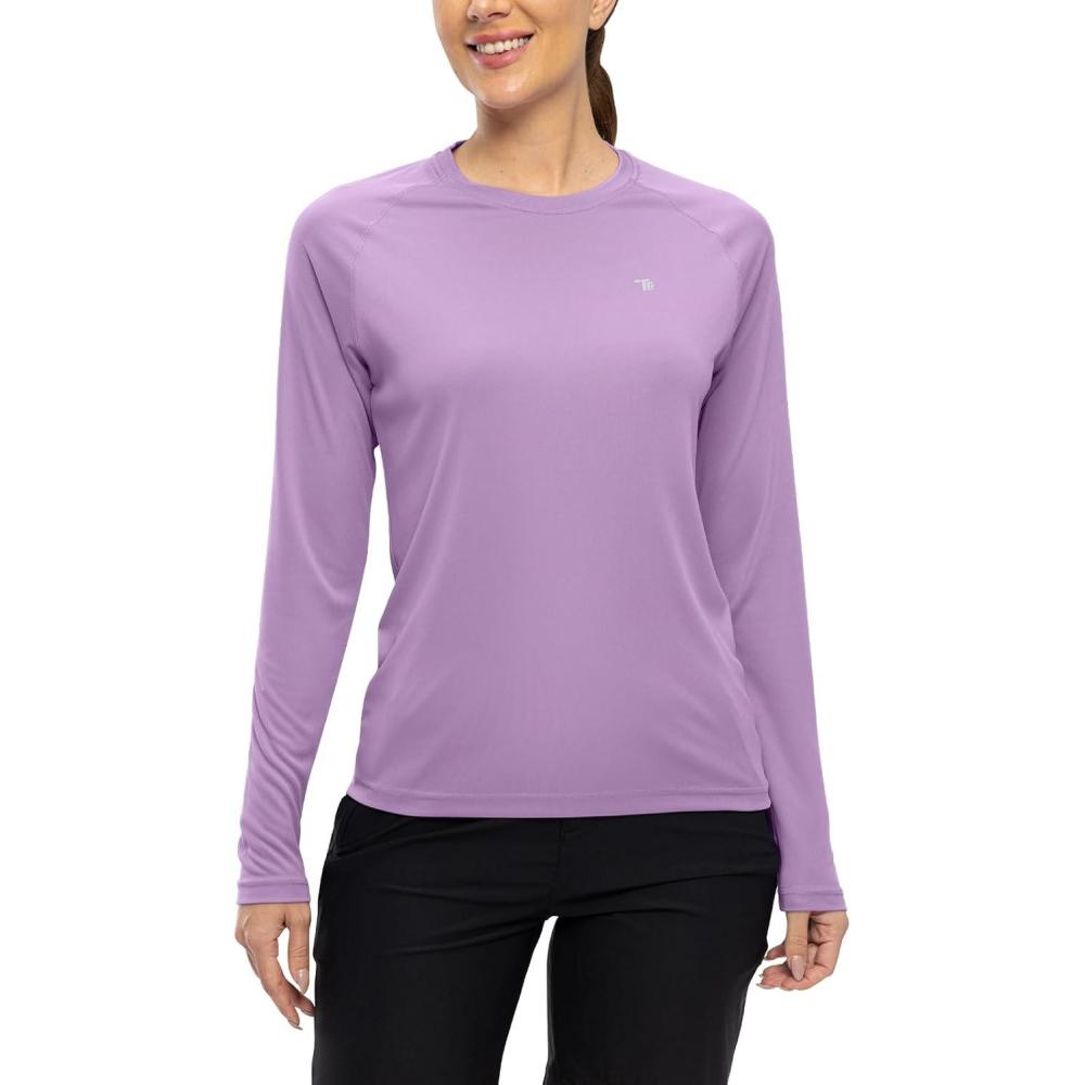 imageTBMPOY Womens UPF 50 Long Sleeve Quick Dry Zipper Sun Protection ShirtsPurple2