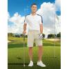 imageTBMPOY Mens Shorts Golf 9quot Casual Elastic Waist Quick Dry Flat Front Travel Shorts with 5 PocketsLight Khaki