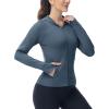 imageTBMPOY Womens Full Zip Hoodie Lightweight Athletic Jackets Slim Fit Workout Track Running Jacket with Thumb HolesGrey Blue