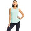 imageTBMPOY Womens Workout Tank Tops High Crew Neck Racerback Lightweight Muscle Dry Fit Tennis Sleeveless Athletic Running YogaLight Blue