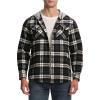imageTBMPOY Mens Lightweight Hoodie Shirts Plaid Flannel Button Up Long Sleeve Pajamas with Pockets Hoodie Fall Casual OutfitsBlack Navy