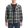 imageTBMPOY Mens Lightweight Hoodie Shirts Plaid Flannel Button Up Long Sleeve Pajamas with Pockets Hoodie Fall Casual OutfitsNavy Blue