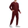 imageTBMPOY Mens Sweatsuits 2 Piece Set Tracksuits Jogging Outfits Long Sleeve Tops Jogger Pants Sweat Track Suits Casual AthleticWine Red