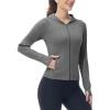 imageTBMPOY Womens Full Zip Hoodie Lightweight Athletic Jackets Slim Fit Workout Track Running Jacket with Thumb HolesGrey
