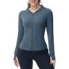 imageTBMPOY Womens Full Zip Hoodie Lightweight Athletic Jackets Slim Fit Workout Track Running Jacket with Thumb HolesGrey Blue