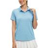 imageTBMPOY Womens Golf Polo Shirts Short Sleeve UPF 50 Dry Fit Athletic Tennis TShirts Zip Up Athletic Sports ShirtButton Sky Blue