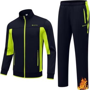 imageTBMPOY Mens Fleece Lined Tracksuits Sweatsuits 2 Piece Sets Winter Jogging Track Sweat Suits Thermal Casual OutfitsNavyFluorescent