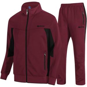 imageTBMPOY Mens Tracksuits Sweatsuits for Men Sweat Track Suits 2 Piece Casual Athletic Jogging Warm Up Full Zip Sets03 Wine Red