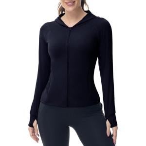 imageTBMPOY Womens Full Zip Hoodie Lightweight Athletic Jackets Slim Fit Workout Track Running Jacket with Thumb HolesNavy