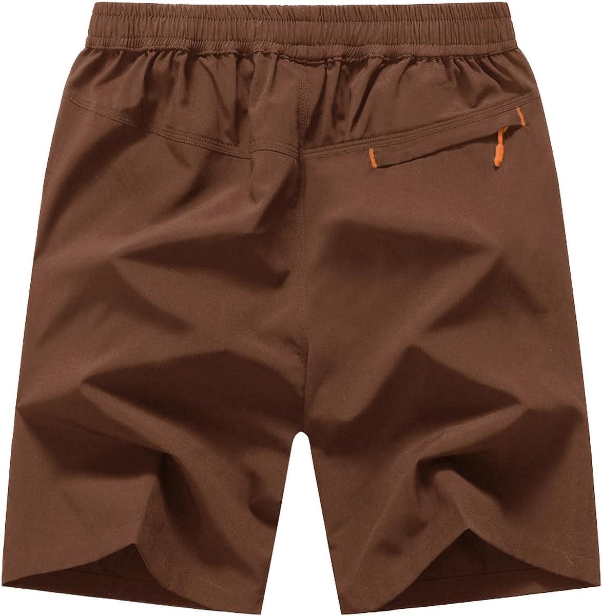 imageTBMPOY Mens 7quot Running Hiking Shorts Quick Dry Athletic Gym Outdoor Sports Workout Short 3 Zipper PocketsA22brown