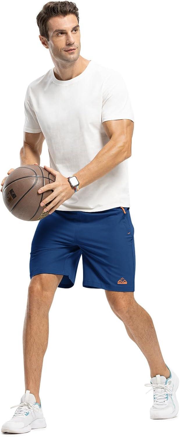 imageTBMPOY Mens 7quot Running Hiking Shorts Quick Dry Athletic Gym Outdoor Sports Workout Short 3 Zipper PocketsA8royal Blue