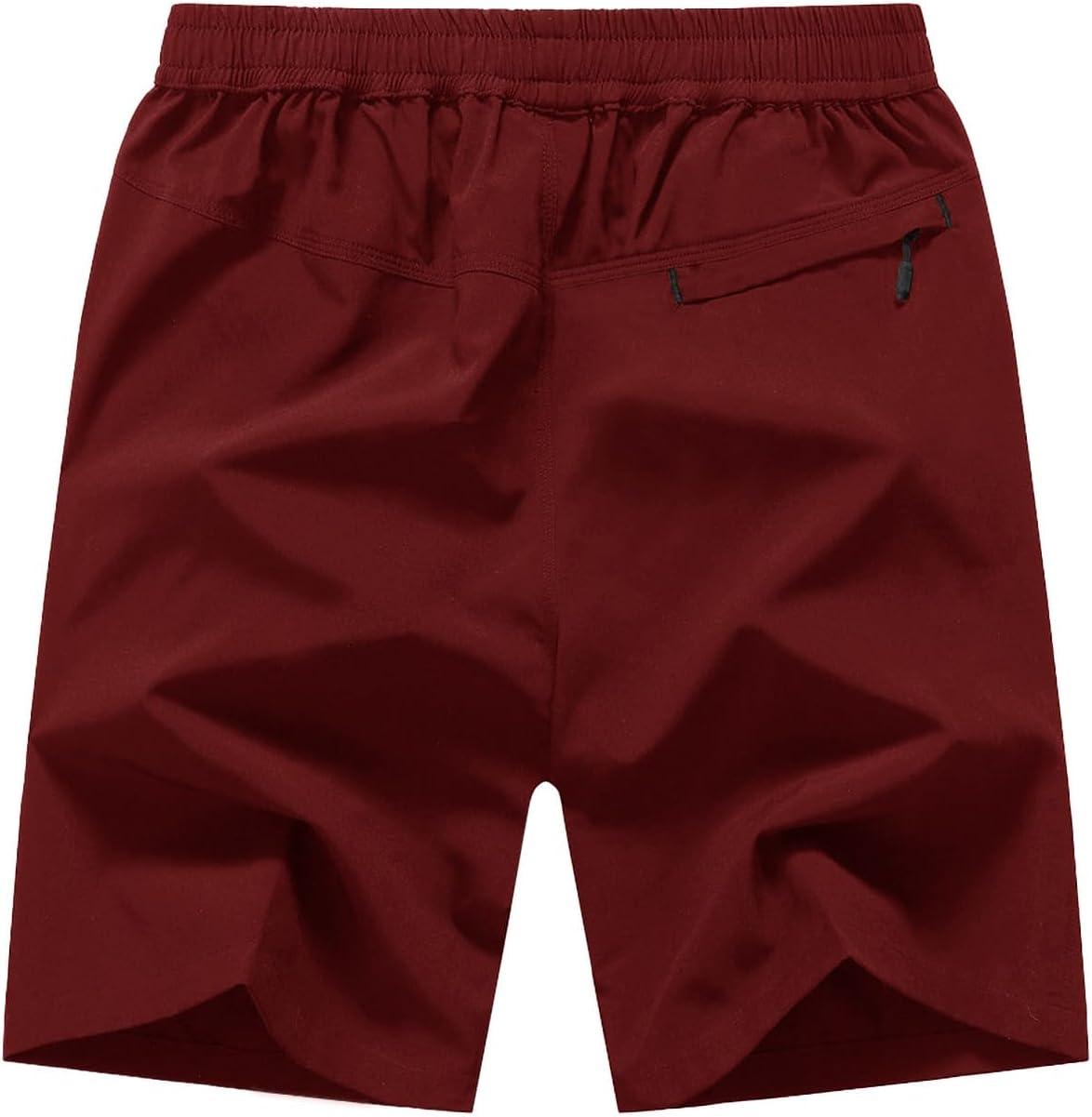 imageTBMPOY Mens 7quot Running Hiking Shorts Quick Dry Athletic Gym Outdoor Sports Workout Short 3 Zipper PocketsB11wine Red