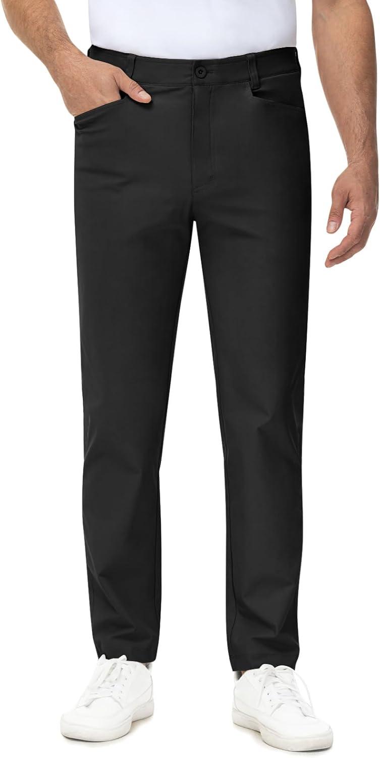 imageTBMPOY Mens Golf Pants Stretch Relaxed Fit with 5 Pockets Comfortable Lightweight Work Dress Pants Summer Casual SlacksBlack02