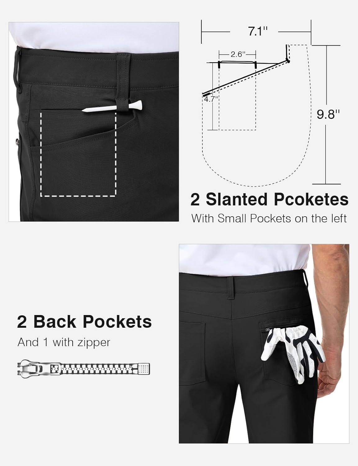imageTBMPOY Mens Golf Pants Stretch Relaxed Fit with 5 Pockets Comfortable Lightweight Work Dress Pants Summer Casual SlacksBlack02