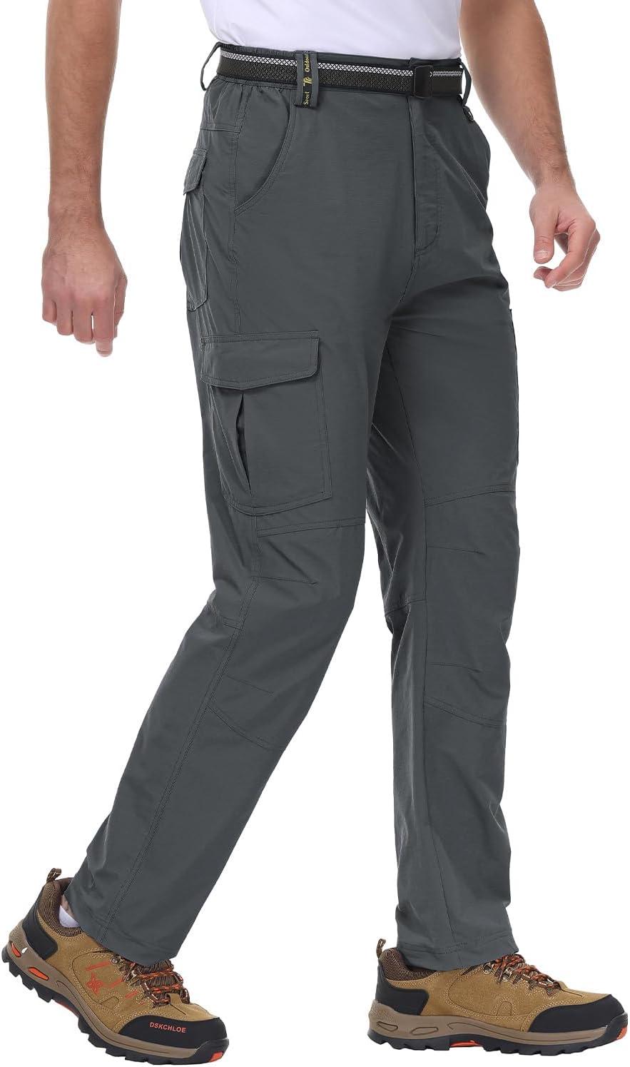 imageTBMPOY Mens Hiking Cargo Pants Lightweight Waterproof Quick Dry Outdoor Summer Fishing Camping Mountain PantC14dark Grey