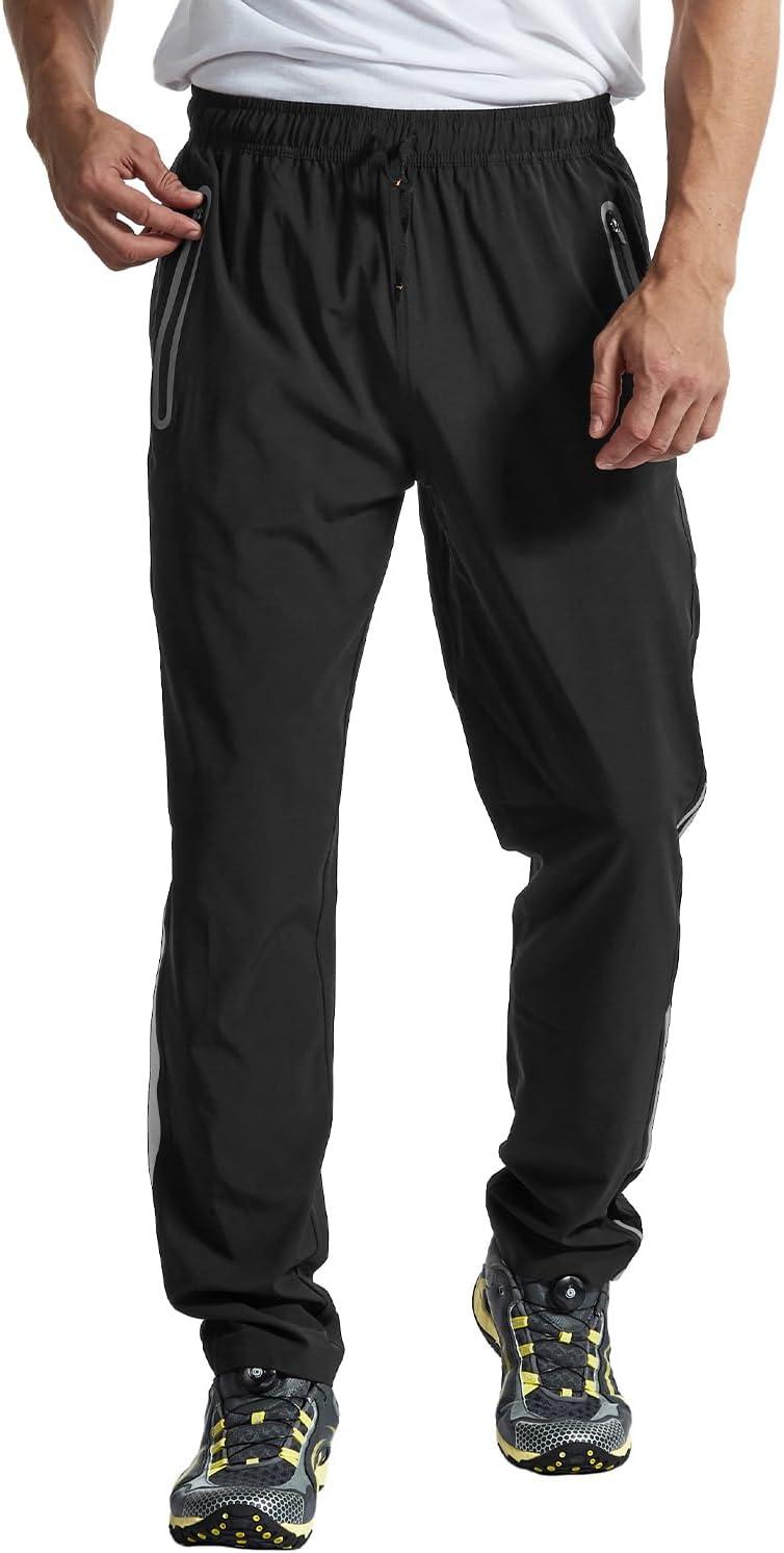 imageTBMPOY Mens Hiking Pants Quick Dry Lightweight Travel Track Running Active Jogger Sweatpants with PocketsB20blackGrey