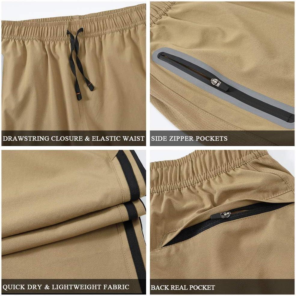 imageTBMPOY Mens Hiking Pants Quick Dry Lightweight Travel Track Running Active Jogger Sweatpants with PocketsB23khakiBlack
