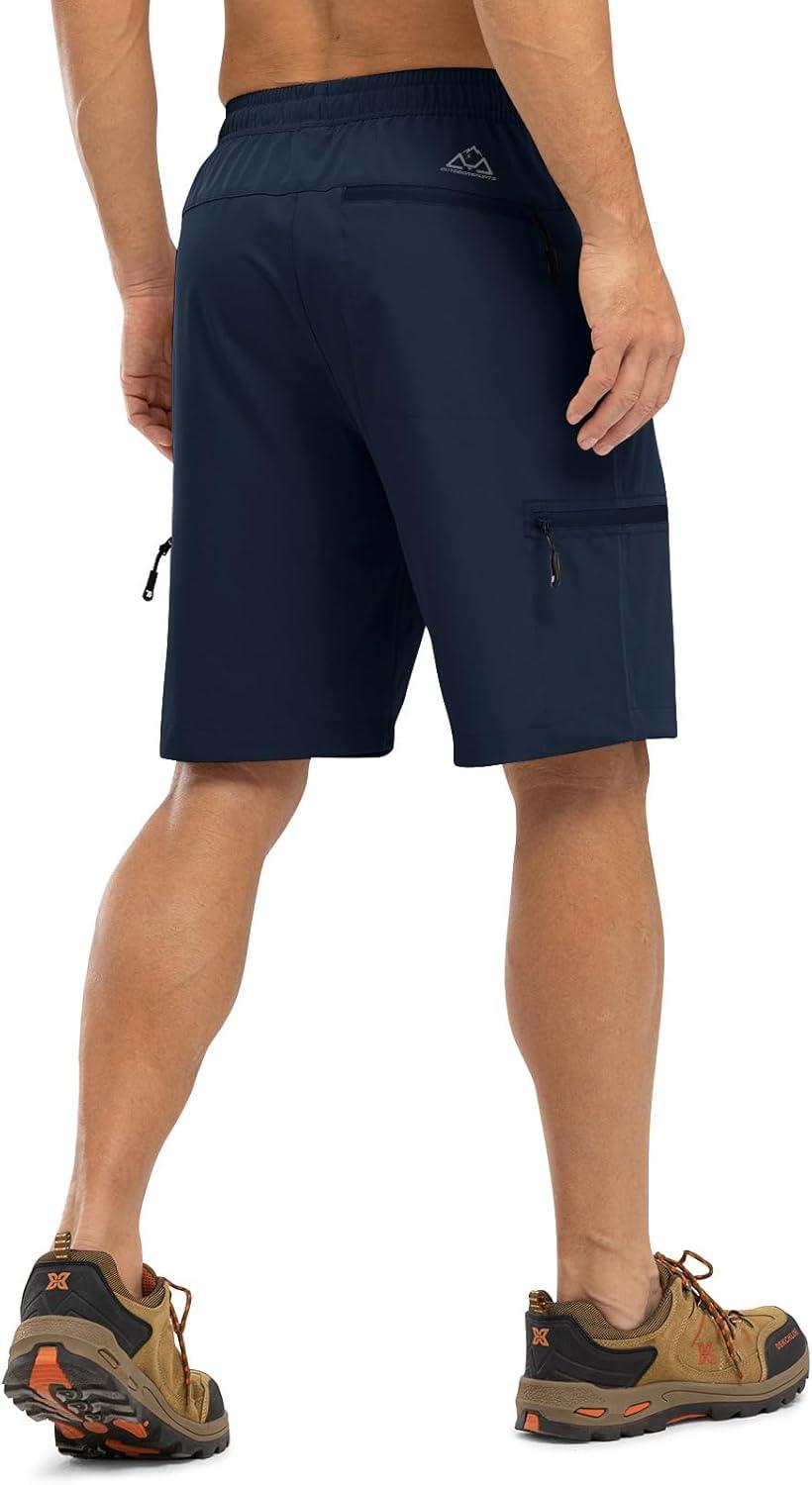 imageTBMPOY Mens Hiking Shorts with 5 Zip Pockets 9 Lightweight Outdoor Work Athletic Travel Short for Men Casual RunningNavy