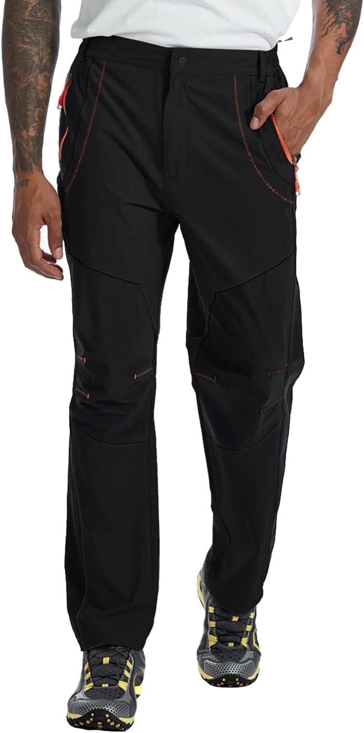 imageTBMPOY Mens Hiking Work Cargo Pants Lightweight Waterproof Quick Dry Outdoor Mountain Pant Fishing Camping1black
