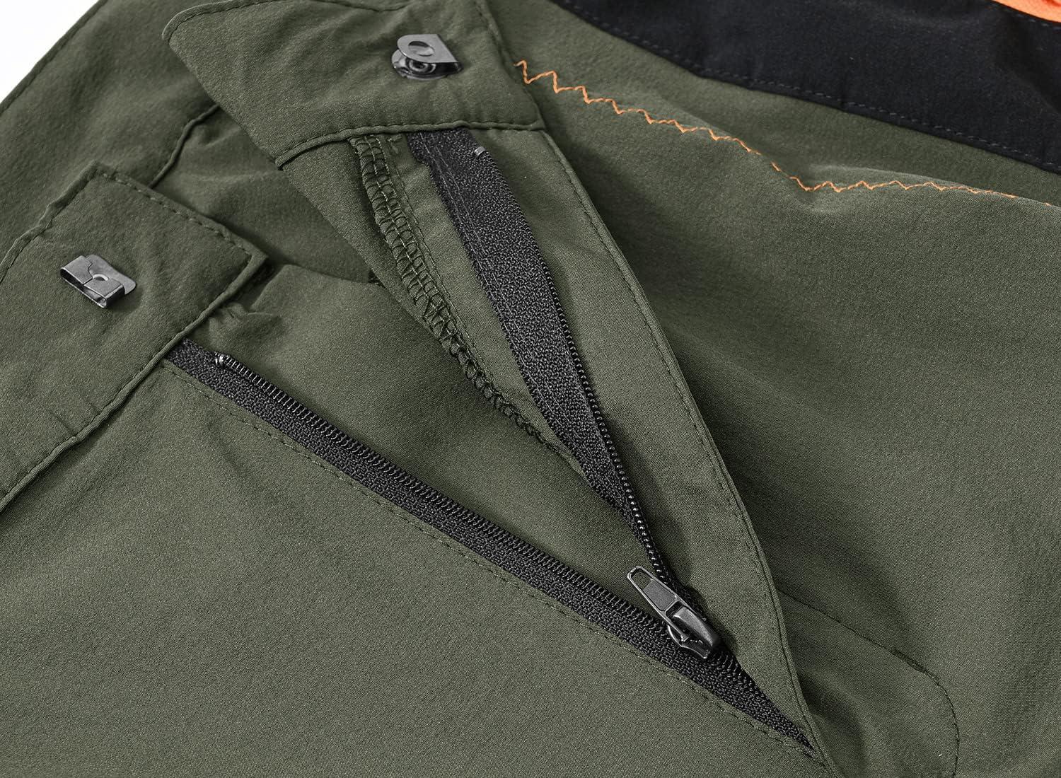 imageTBMPOY Mens Hiking Work Cargo Pants Lightweight Waterproof Quick Dry Outdoor Mountain Pant Fishing Camping1green