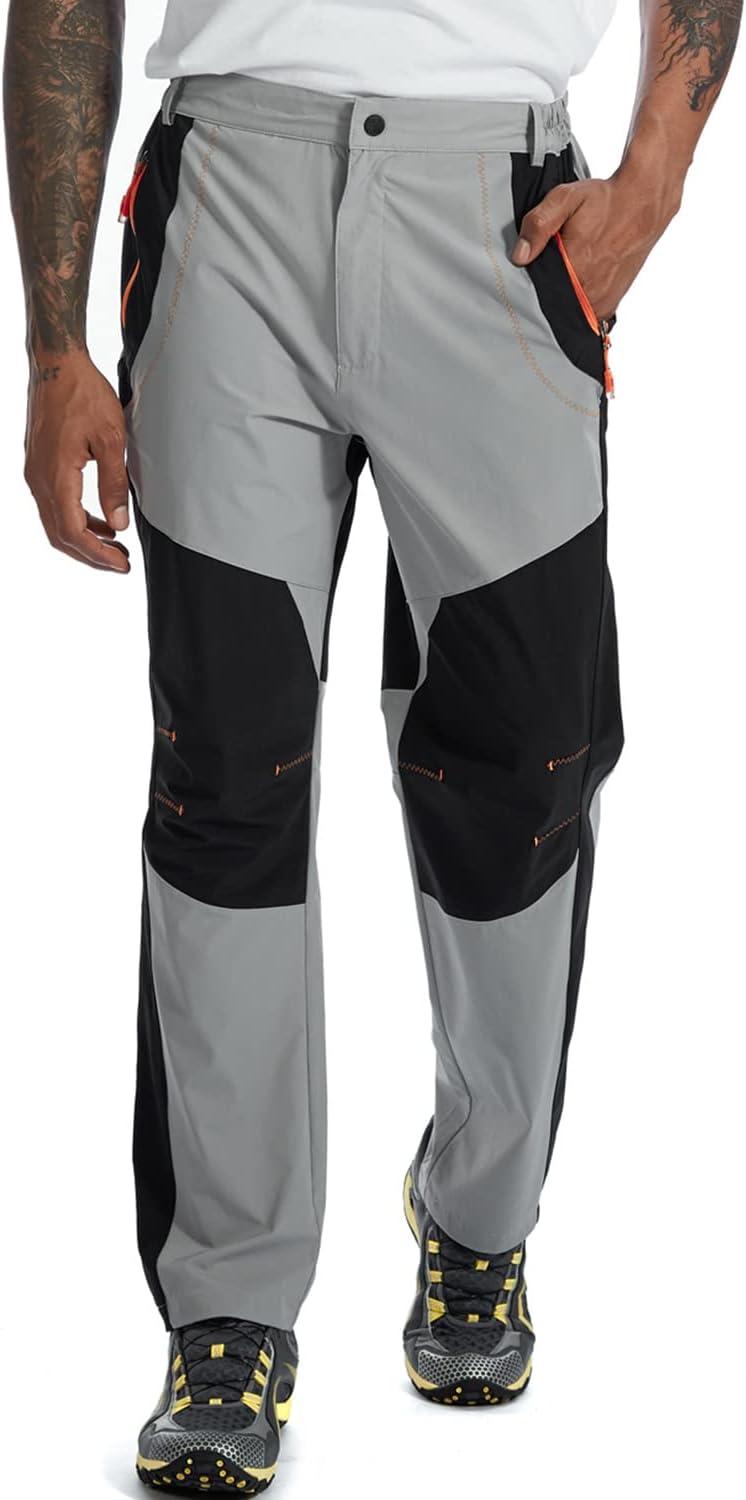 imageTBMPOY Mens Hiking Work Cargo Pants Lightweight Waterproof Quick Dry Outdoor Mountain Pant Fishing Camping1light Gray