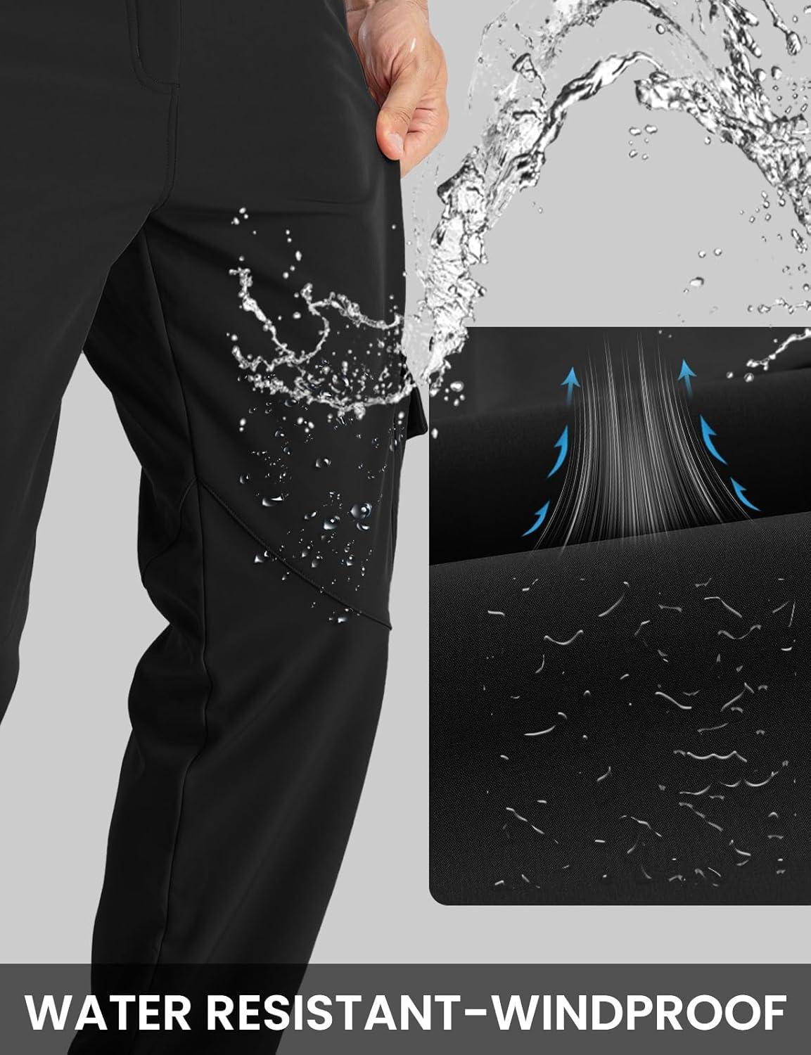 imageTBMPOY Mens Snow Ski Fleece Lined Hiking Pants Waterproof Winter Snowboard Warm Outdoor Insulated Pants WindproofBlack
